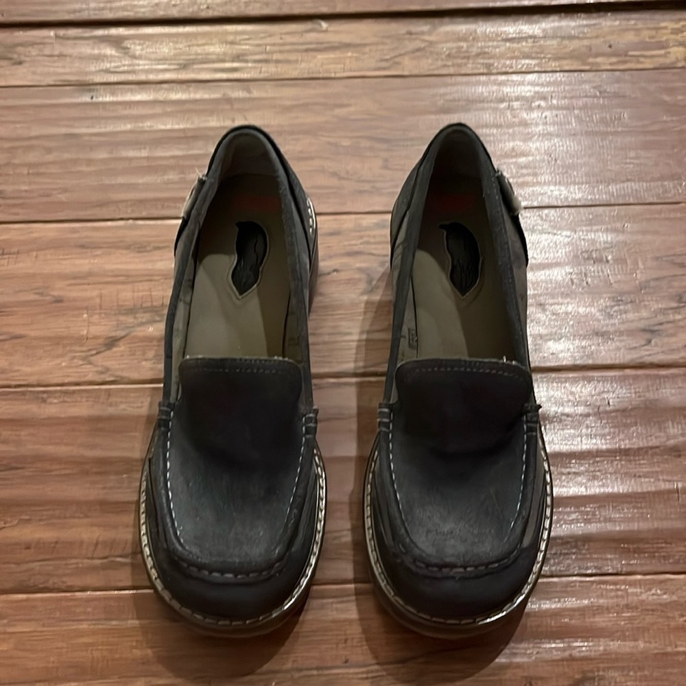 London Underground Chunky Y2K Loafer Women’s Size 9 Gray Suede Canvas Shie